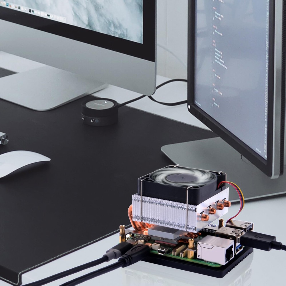LowProfile Plus CPU Cooler for Raspberry Pi 5, Aluminum Active Cooler with Kü...