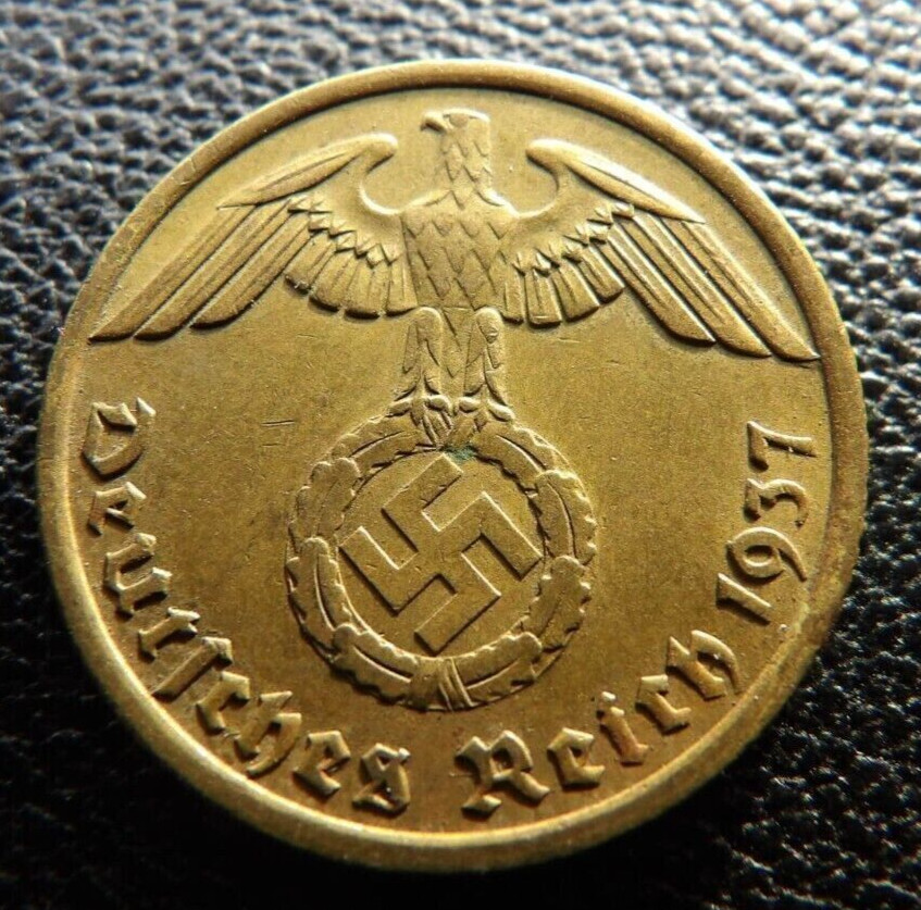 Third Reich Germany WW2-Era 10 Reichspfennig (Pfennig) Bronze Coin Genuine!!