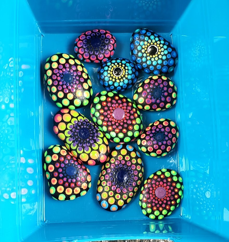 2 Hand Painted Mandala Rocks