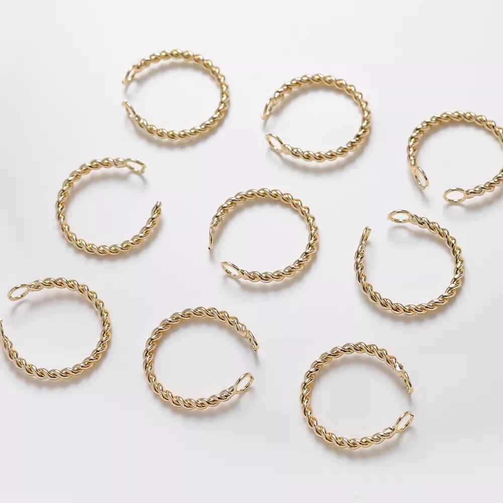 4pcs Adjustable Ring Charm With Loop,Ring Blanks,Brass Finger Ring Bases