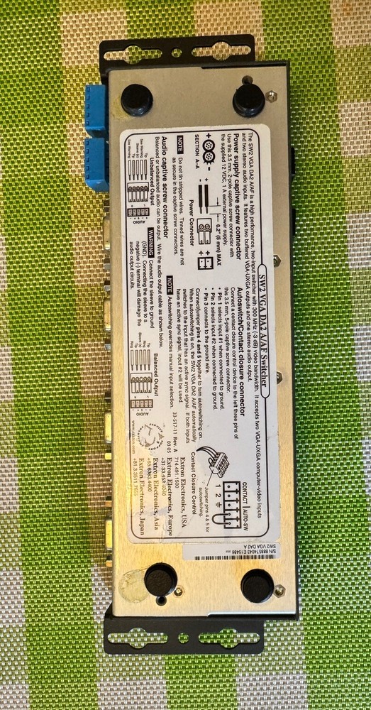 Extron SW2 VGA DA2 A/AF Switcher Auto Switch