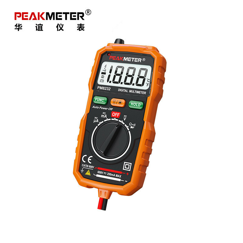 PEAKMETER PM8232 Mini Digital Multimeter Auto NCV AC DC Current Ohm Diode Test
