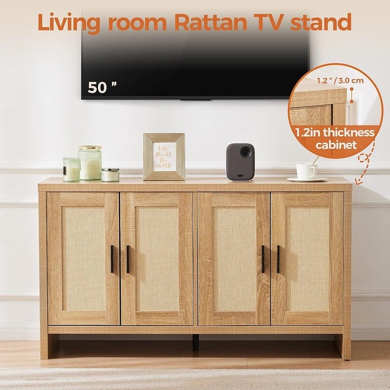 Large Kitchen Storage Cabinet Adjustable Shelves Sturdy Buffet Console Table New