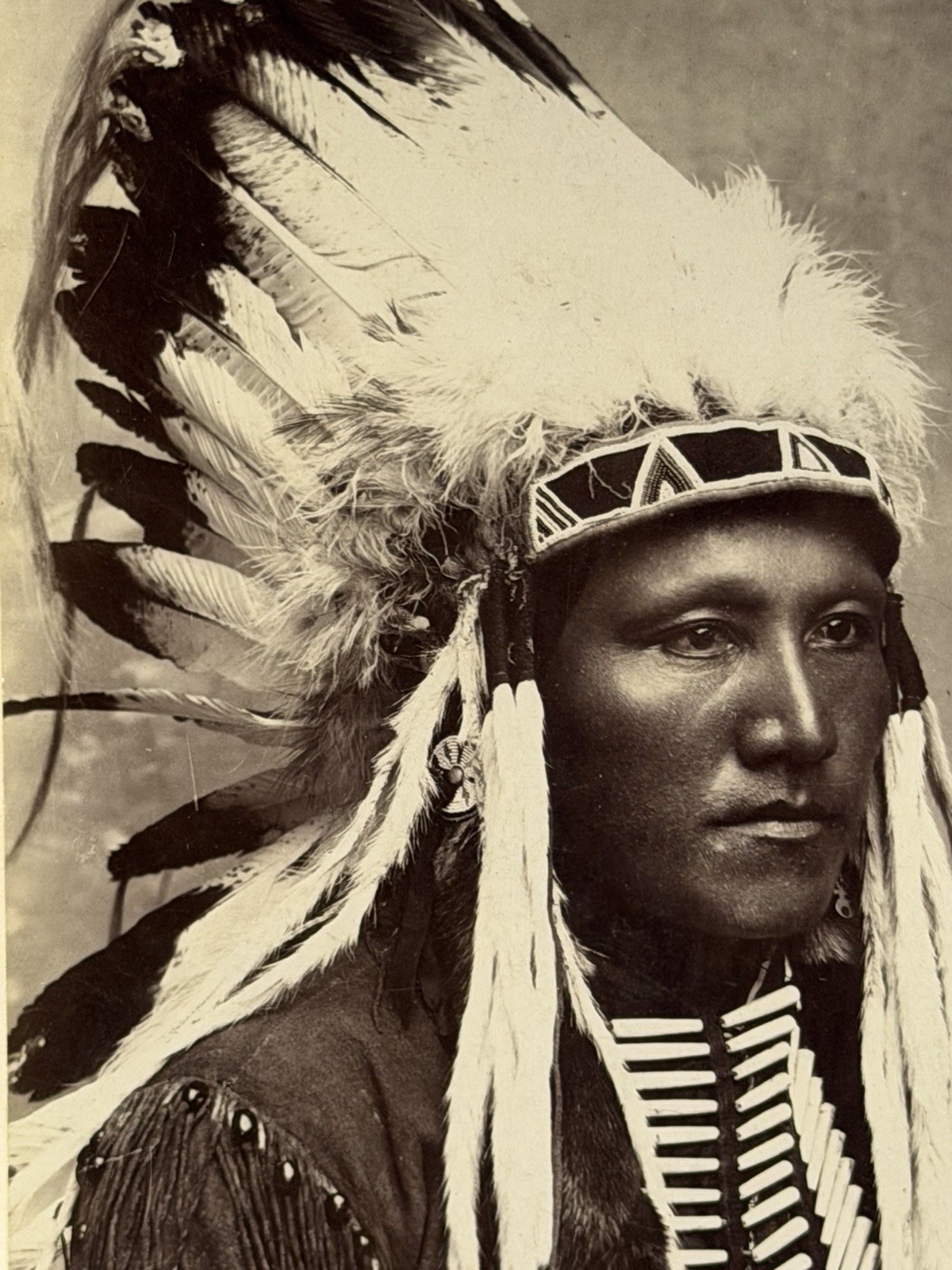Native American Indian Warrior Photograph Titled: "Kiowa Brave"; "Poor Buffalo"