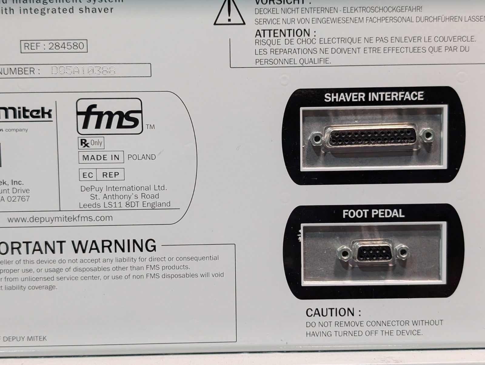 FMS Arthroscopy Group 284580 Duo+ Fluid Management System with Integrated Shaver