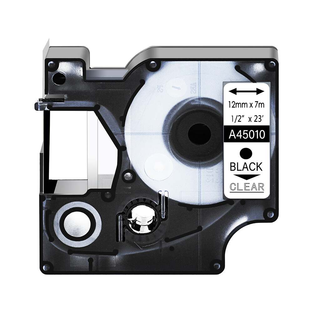 3 PK 45010 Black Clear Label Tape for DYMO D1 LabelPoint 200 250 Print 1/2" 12MM
