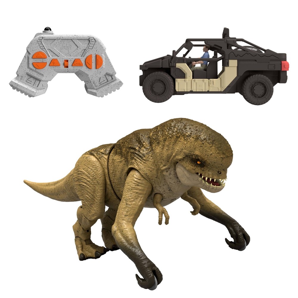 Jurassic World Rebirth Track N Chomp Distortus Rex & Vehicle, Remote Control