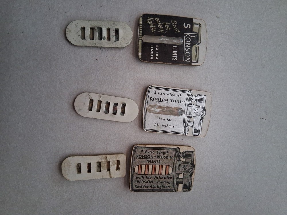 (3) Vintage WWII Era Ronson "Five Flinter" Lighter Flint Containers Empty