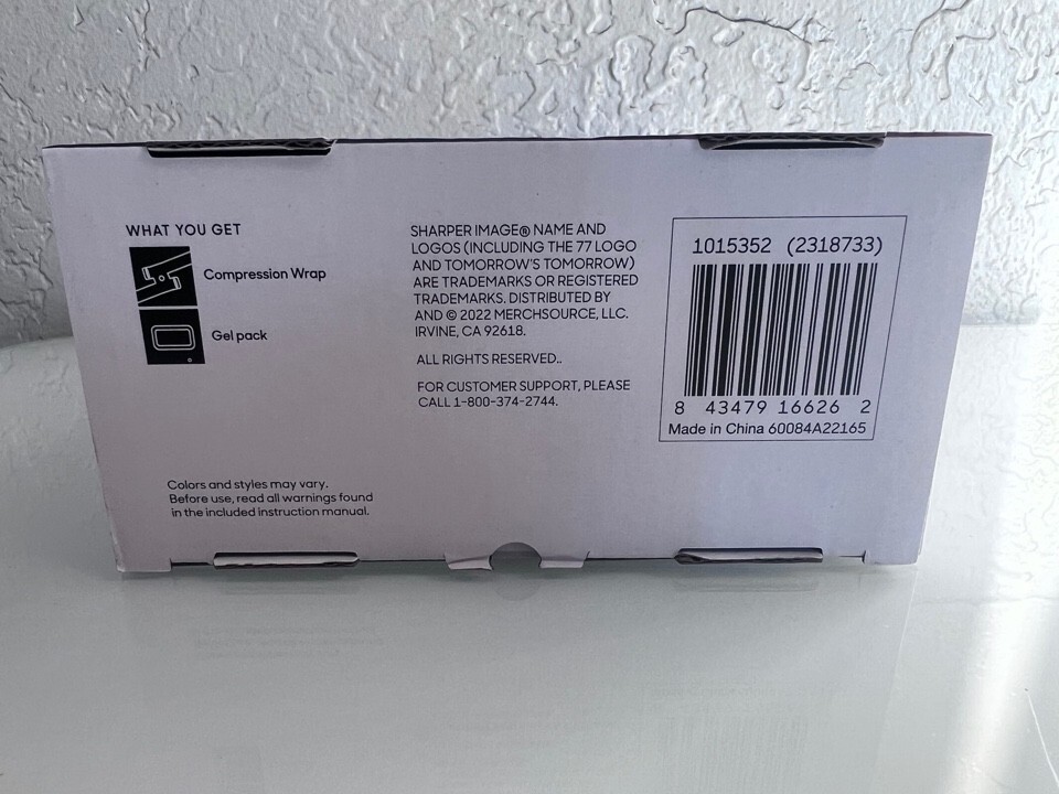 Sharper Image Compression Wrap with Removable Hot/Cold Gel Pack, Adjustable