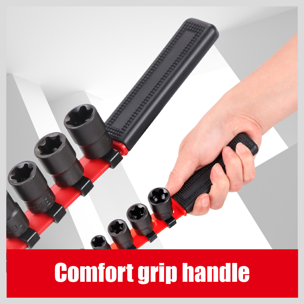 11Pc Female E-TORX Star Socket Set E4 - E20 With Single Handle Socket Organizer