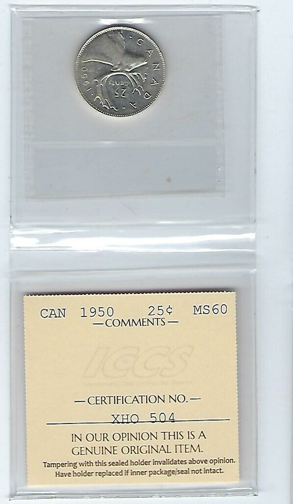 CANADA 25C CENTS 1950 ICCS UNC