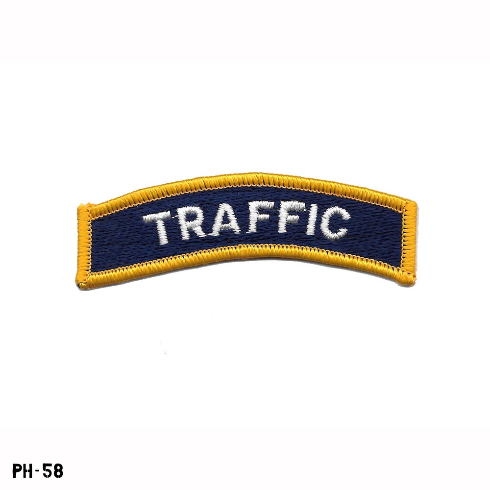 "TRAFFIC" Embroidered Rocker Patch ~ NOS Gemsco USA