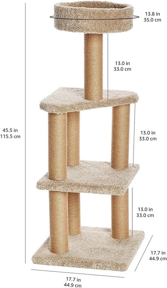 Amazon Basics Cat Tree Tower - Multi-Level Climbing Activity Center for Indoo...