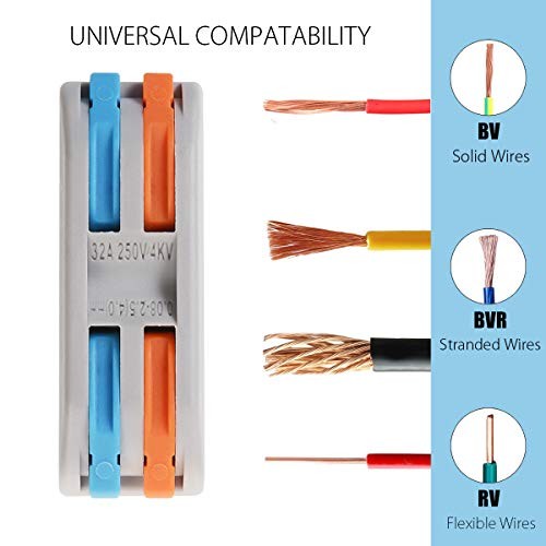 Wire Connectors Nuts, 10Pcs 2 Conductor Compact Splicing Wire SPL2-10Pcs