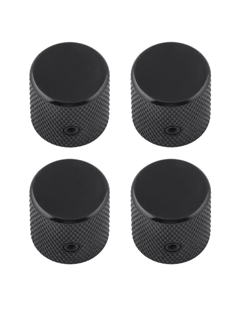 Rubatone Metal Guitar Knobs Flat Top Control with Black Knurled