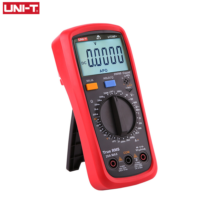 UNI-T True RMS Multimeter AC DC Voltmeter Ammeter Ohmmeter Cap Temp Test UT39E+