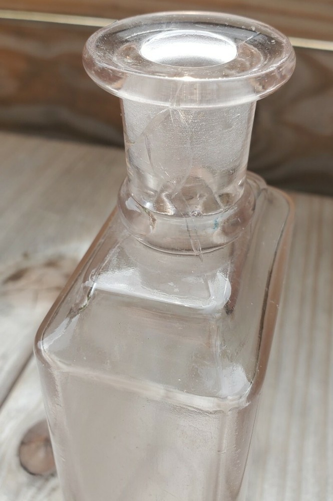 Alfred Wright Perfumer Embossed Rectangular Perfume Clear Bottle Cross Stopper