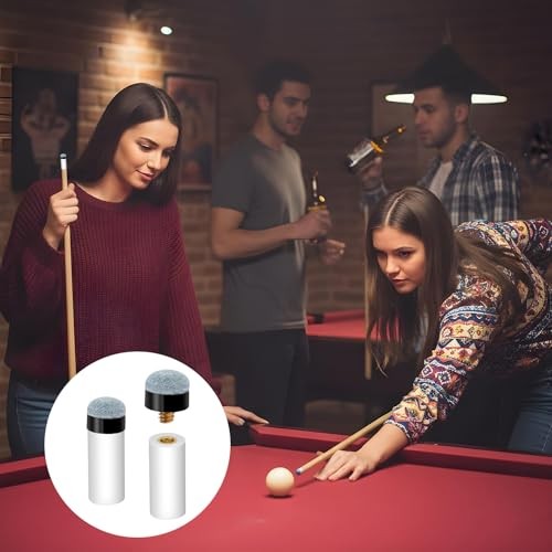 12 Sets Billiard Cues Tips Replacement with White Pool Cue Stick Ferrules,