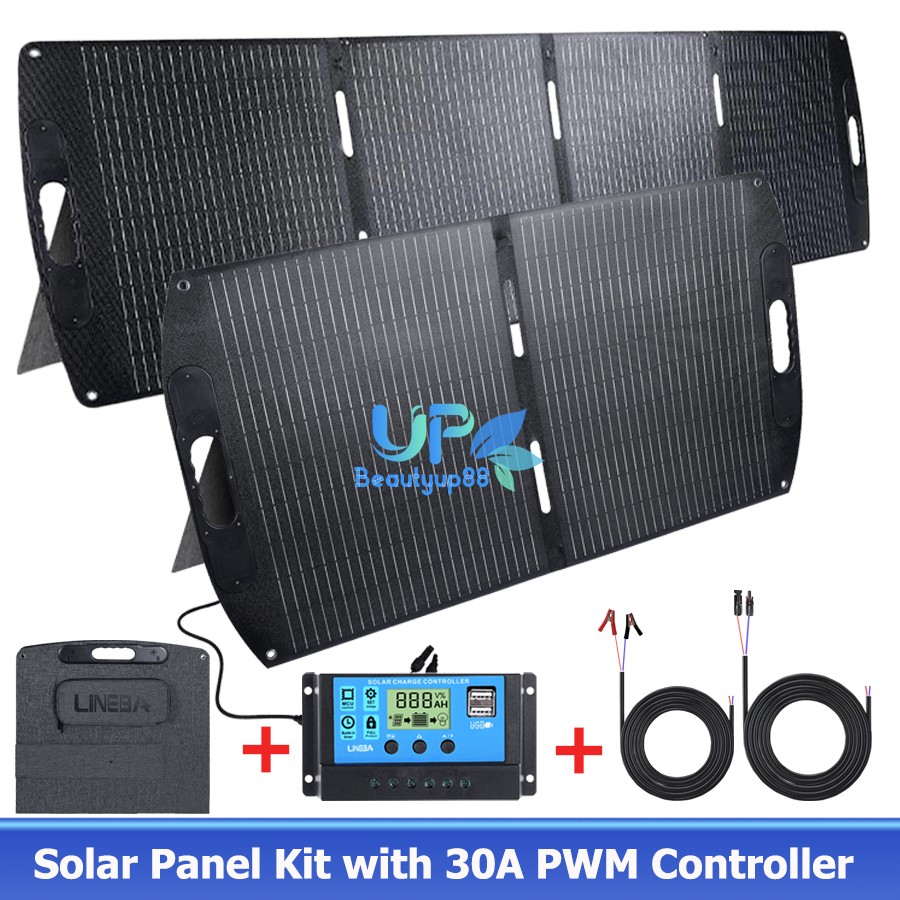 Solar Panel 100W 200W Foldable w/Solar Battery Charge Controller For RV Off-Grid