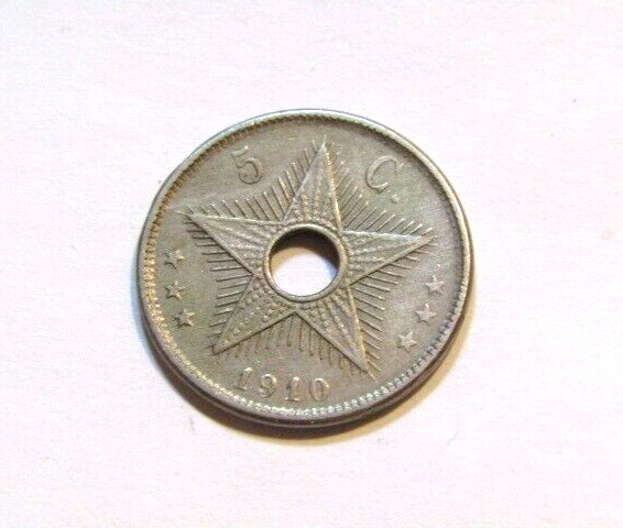 Belgium Congo 1910 5 Centimes Coin
