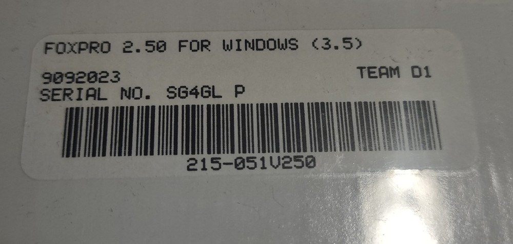 NOS Microsoft FoxPro v 2.5 for Windows (3.5) Relational Database Management Syst
