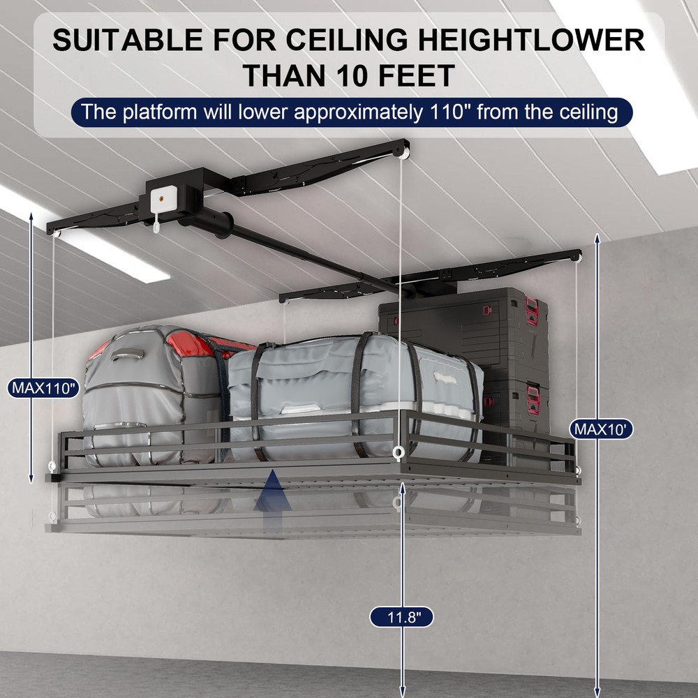 TCESPACE Heavy-Duty 4x4 FT Overhead Garage Ceiling Storage Rack (Openwork Style)