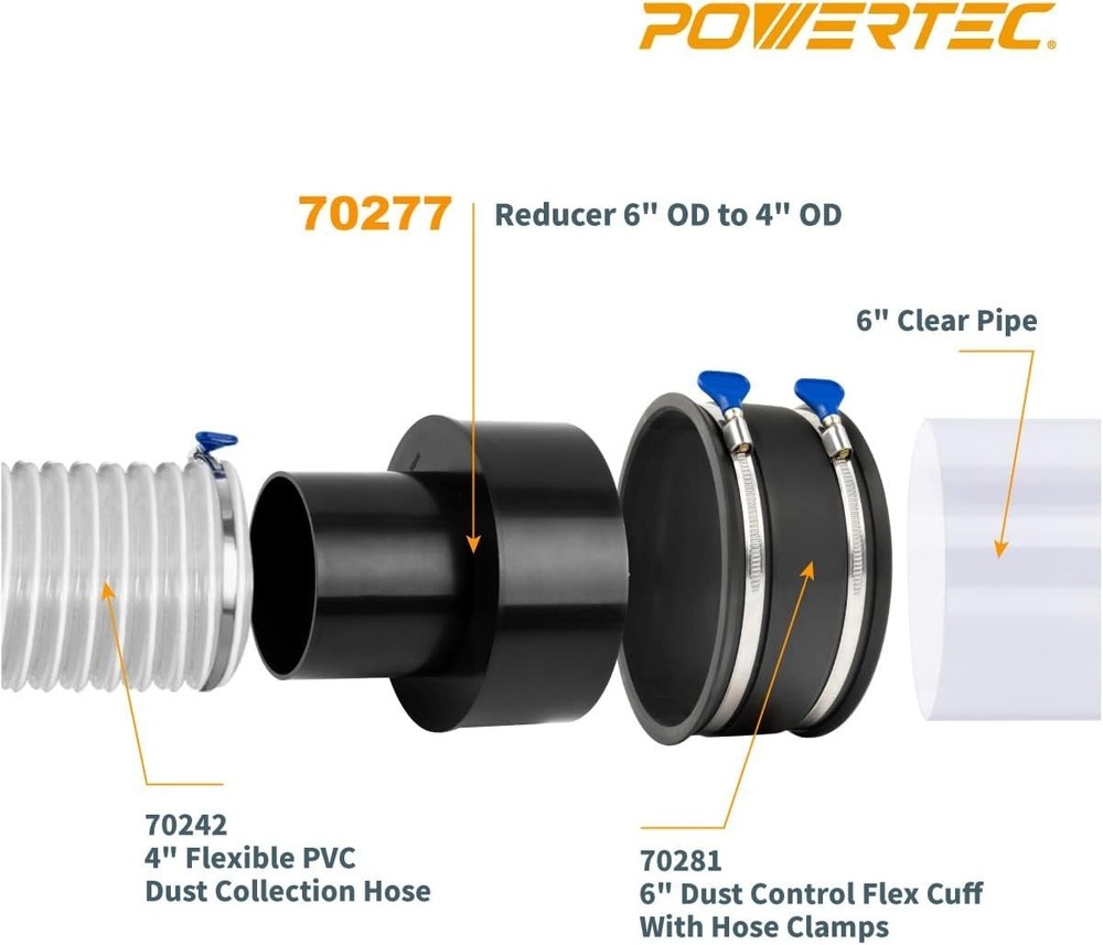 ABS Dust Collection Reducer 6" to 4" for Efficient Workshop Use