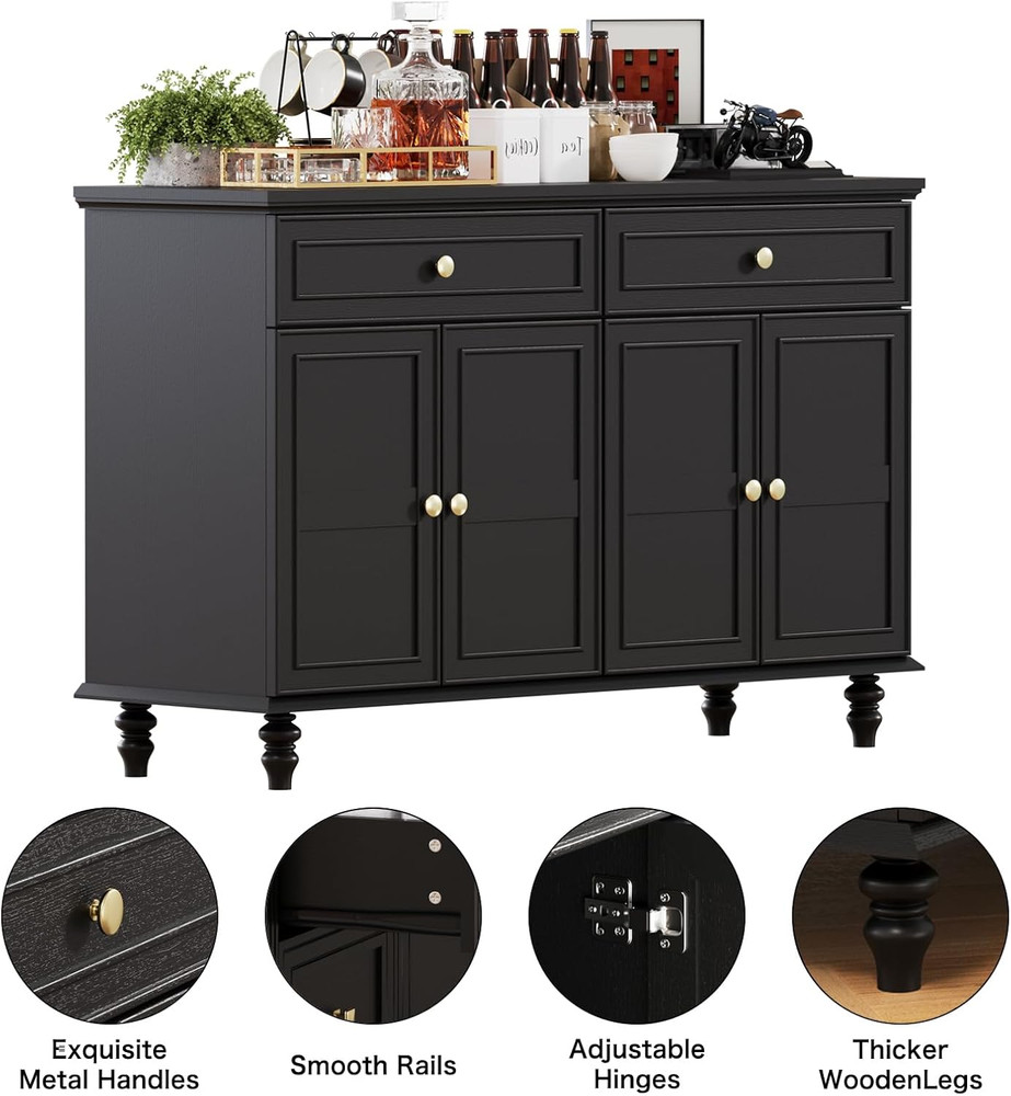 Rustic 47.6" Buffet Sideboard with Drawers & Doors for Kitchen or Dining Room