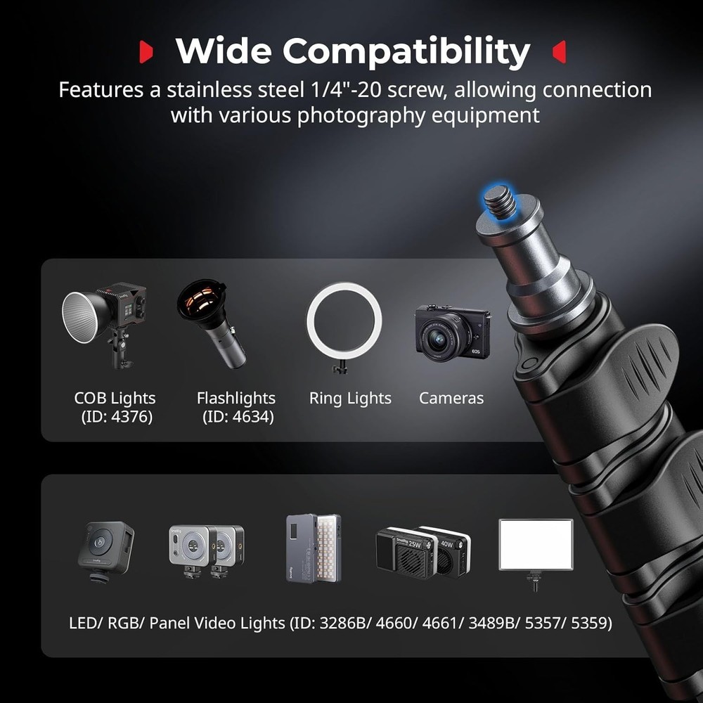 Adjustable Light Stand 6.23ft Aluminum Tripod for Softbox, Ring Light, Flash