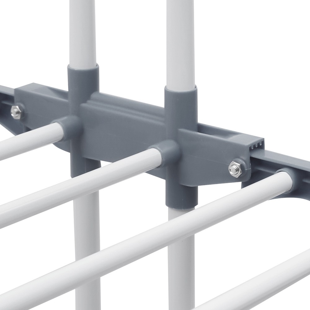 67" Portable Folding Drying Rack with Retractable Trays & Stable Structure