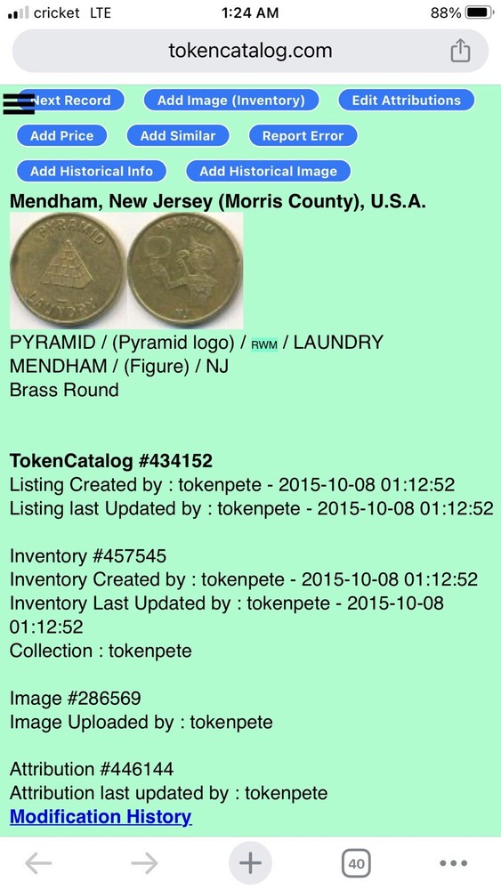Laundry Token - Pyramid Laundry - Mendham, New Jersey