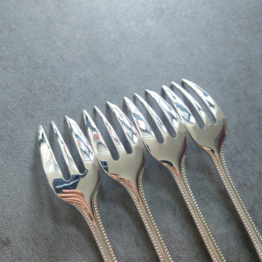 Christofle Perles 4pcs Silverplate Flatware Cake Fork Excellent