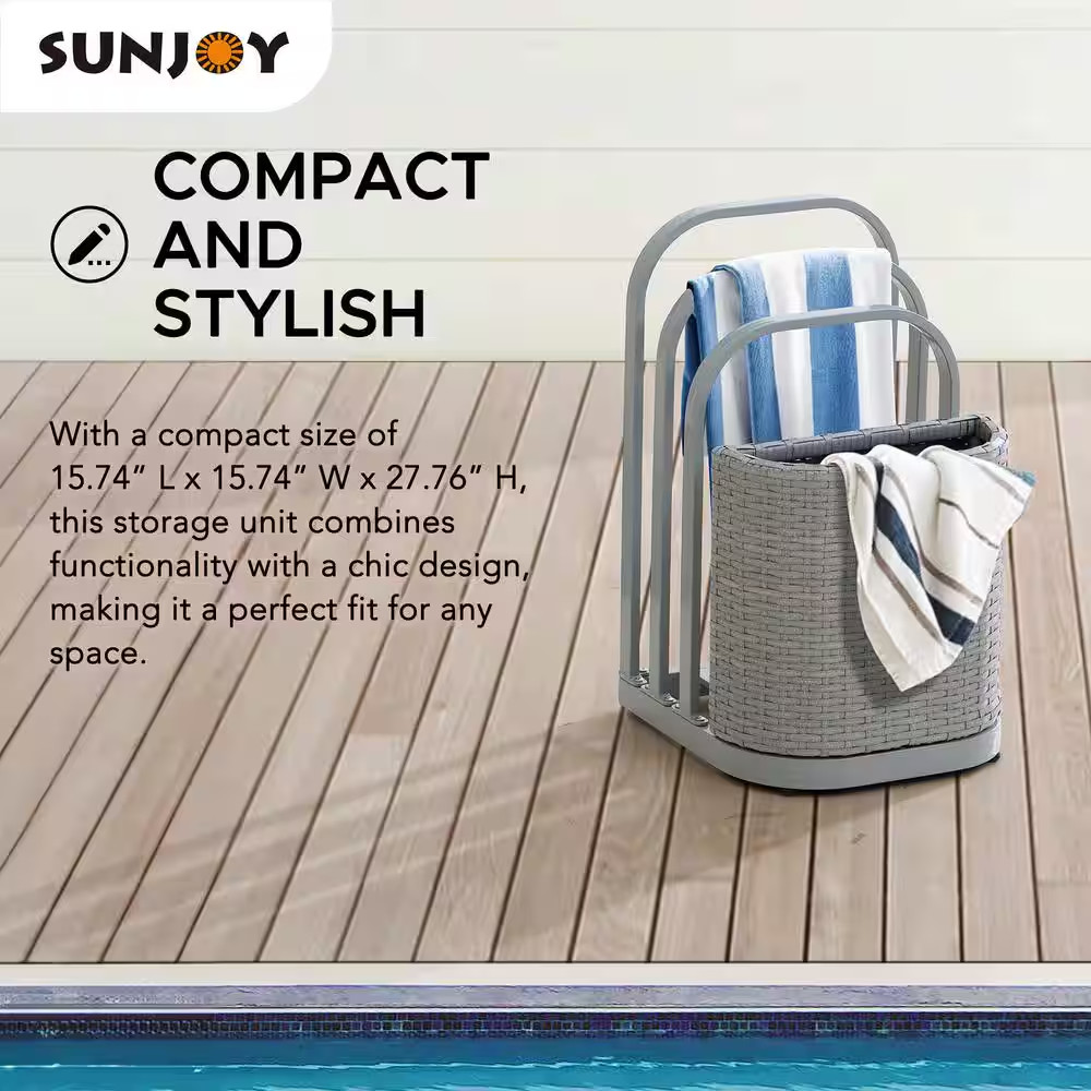 16 In. Rust-Proof Aluminum Pool Float Storage Rack, Wicker Poolside Floating Sto