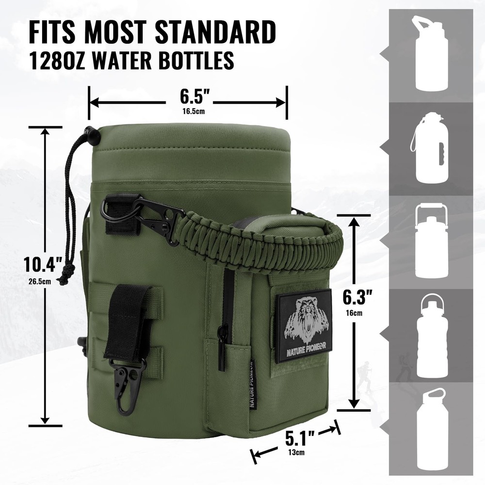 32 64 128oz Tactical Water Bottle Pouch, Multi-Function Tactical Water Bottle...