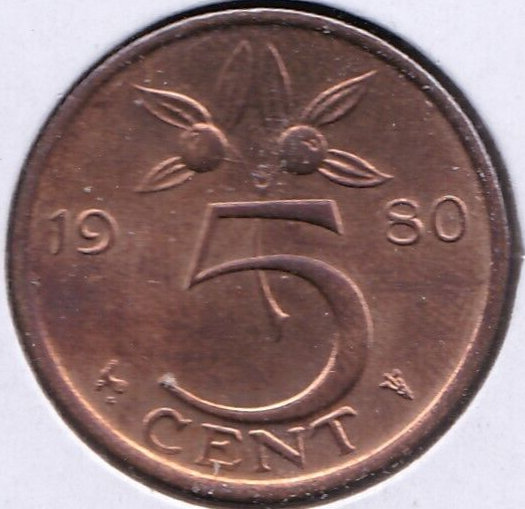 1980 Netherlands 5 Cent
