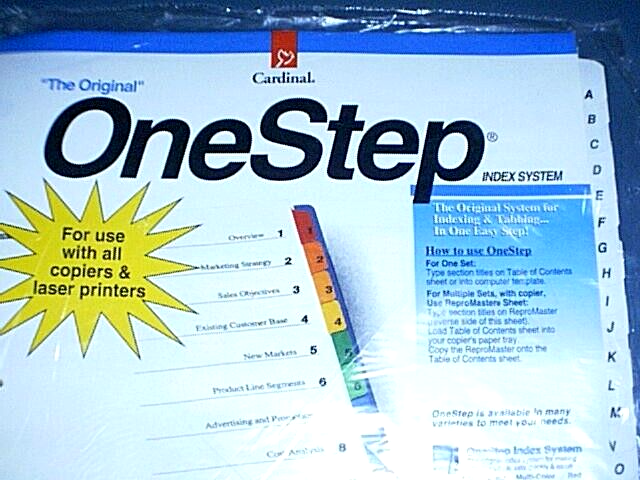 Cardinal ONE STEP Index System A thru Z Tabs to make Multiple Indexing Sets NEW!