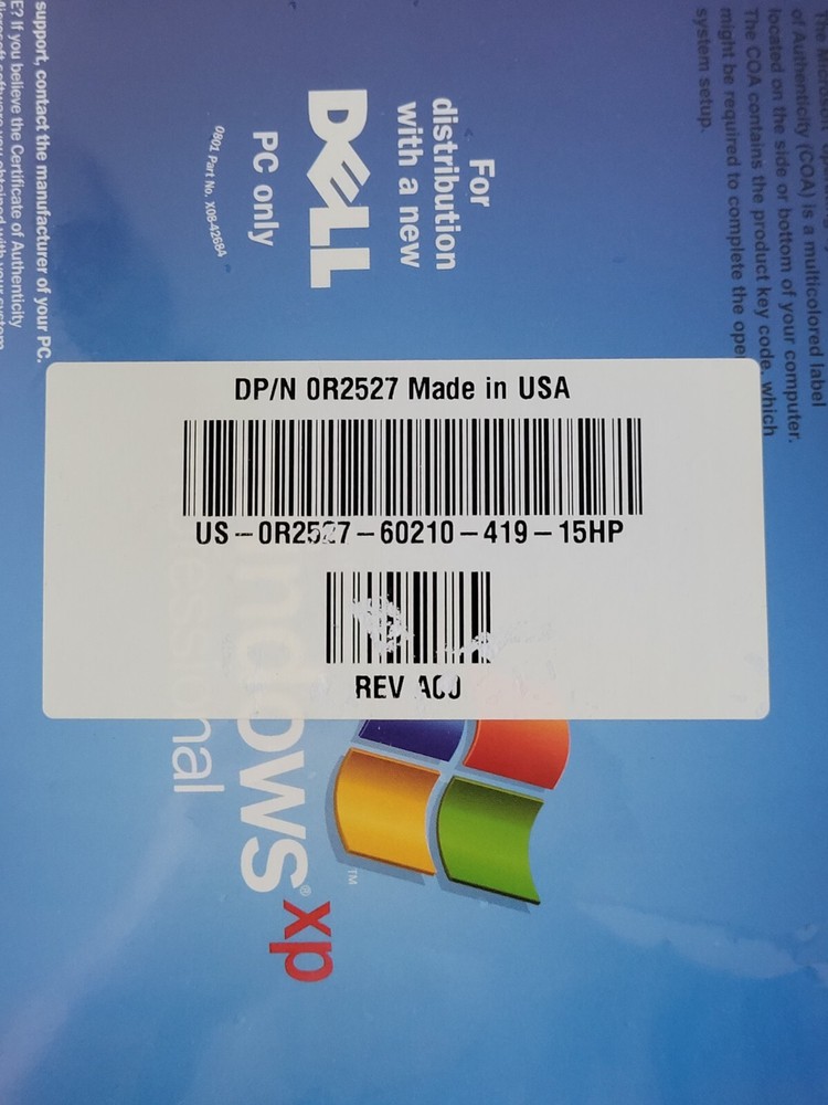 Microsoft Windows XP Professional 1A Version 2002 New In Package