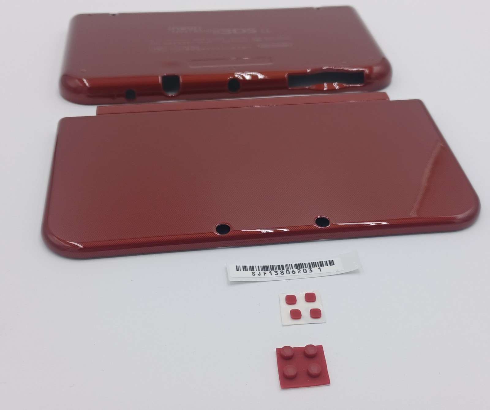 New Nintendo 3ds Xl LL Red Replacement Shells Front/Rear + Rubbers+Screws+Label