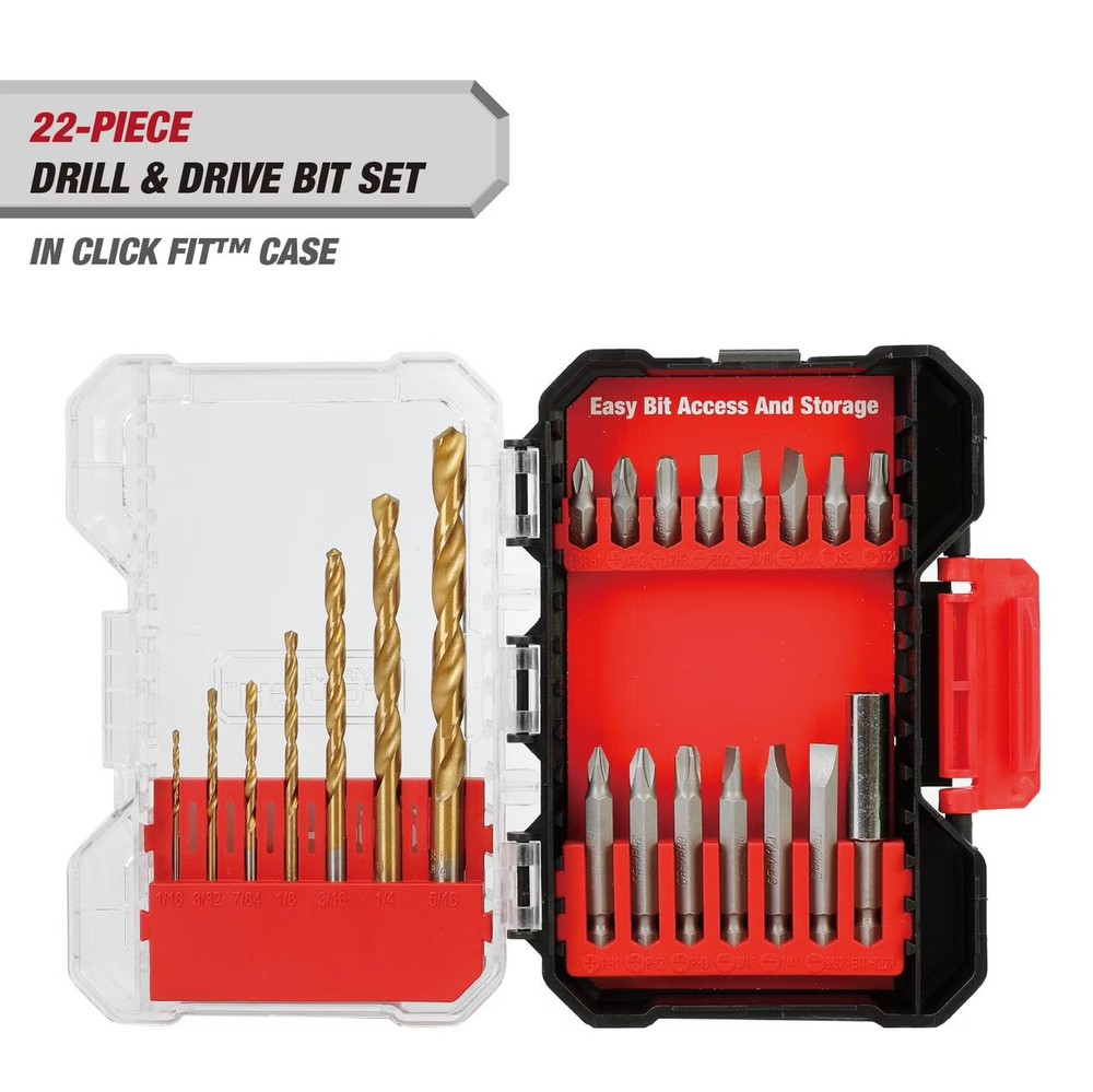 Hyper Tough 22-Piece Drill & Drive Set in Click Fit™ Case
