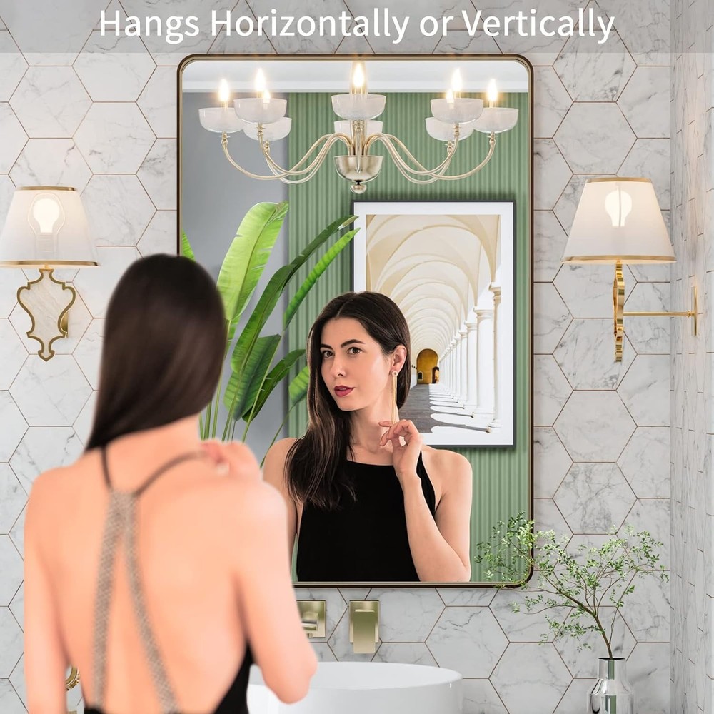 Versatile 24"x32" Wall Mounted Bronze Mirror - Hang Horizontally or Vertically