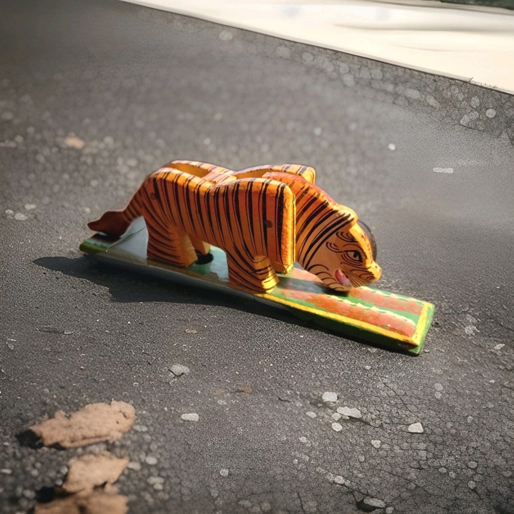 Vintage Bengal Tiger Pull String Toy From India