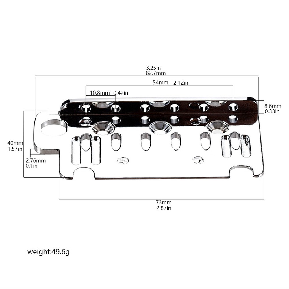 Chrome 6 String Tremolo Bridge Plate for Stratocaster ST 54mm String Spacing