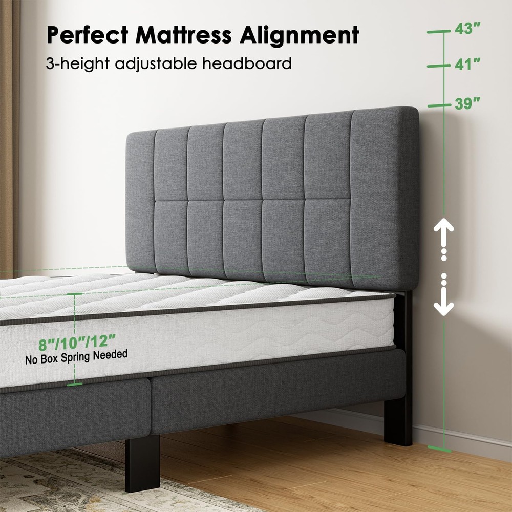 Full Bed Frame with 2 Storage Drawers, Sturdy & Durable with 12 Support Legs,...