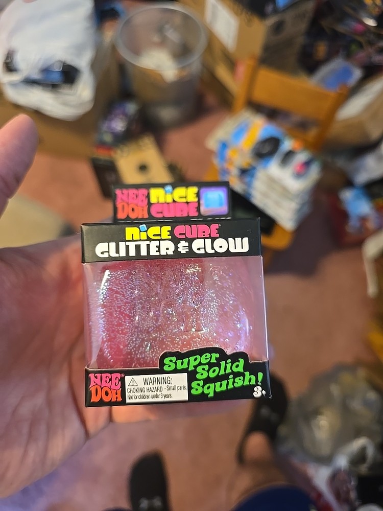 Nee Doh Nice Cube Glitter & Glow Super Solid Squish! Pink *Viral TikTok