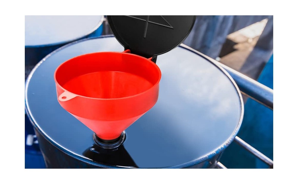 QWORK 4 Quart Lockable Drum Funnel with Removable Screen Filter, 2" BSP Adapt...