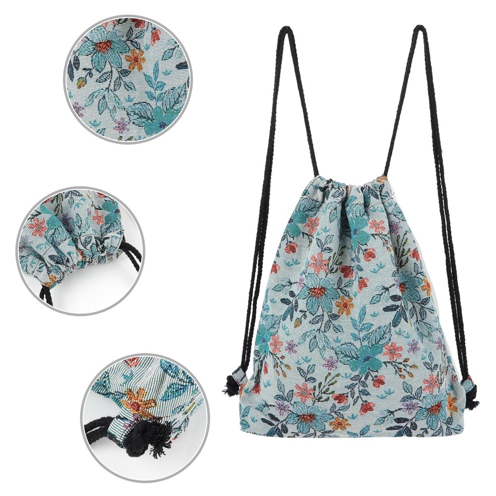 Van Caro Bohemian Drawstring Backpack Light Cinch Bag Gym Sack String Bag