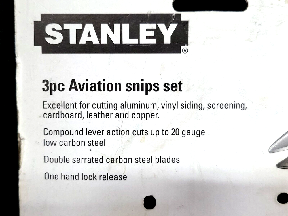 Stanley 14-019 ~3 Piece Aviation Snips Set straight left right, dated 2008