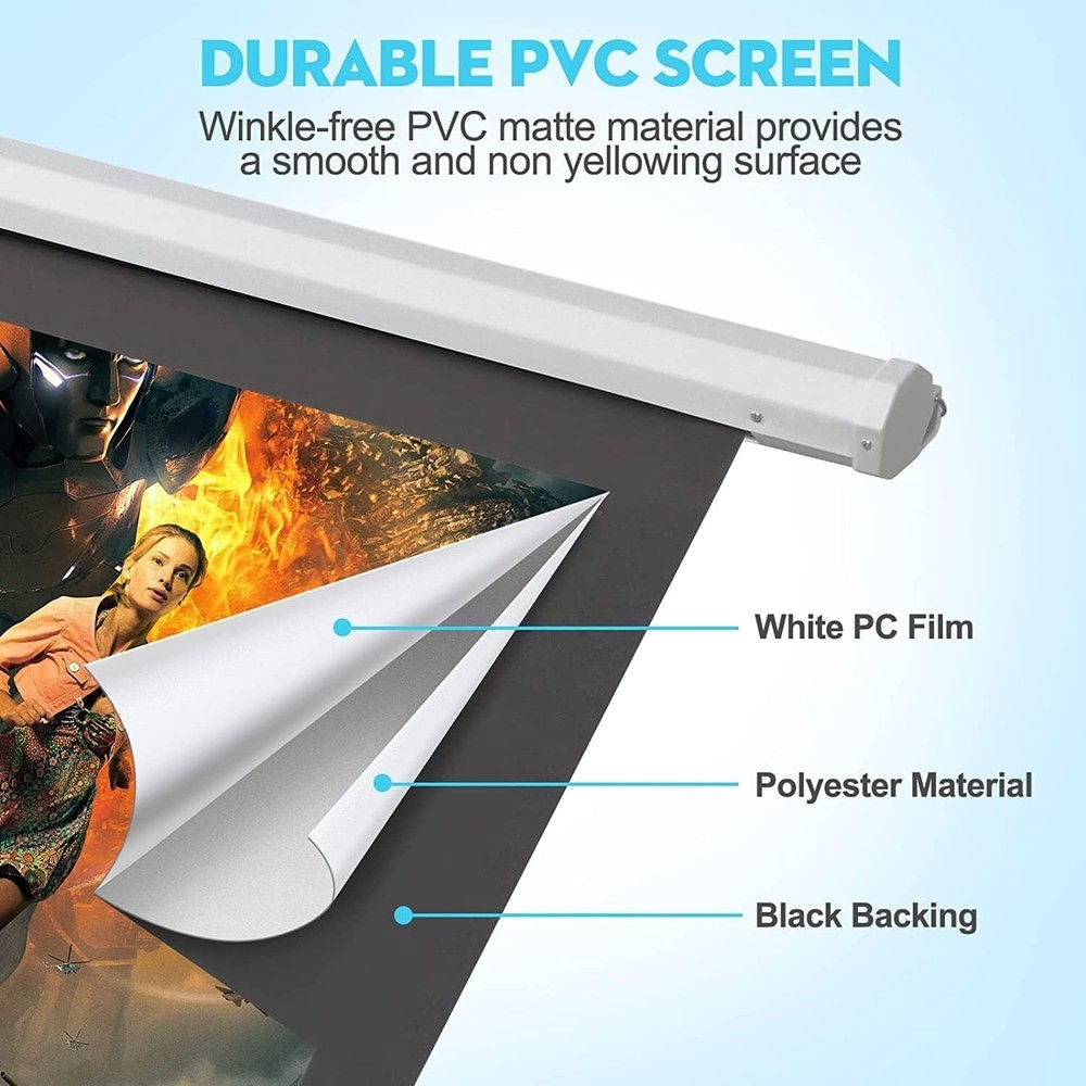 Electric Projector Screen with Remote, 120 inch Projector Screen, Automatic A...