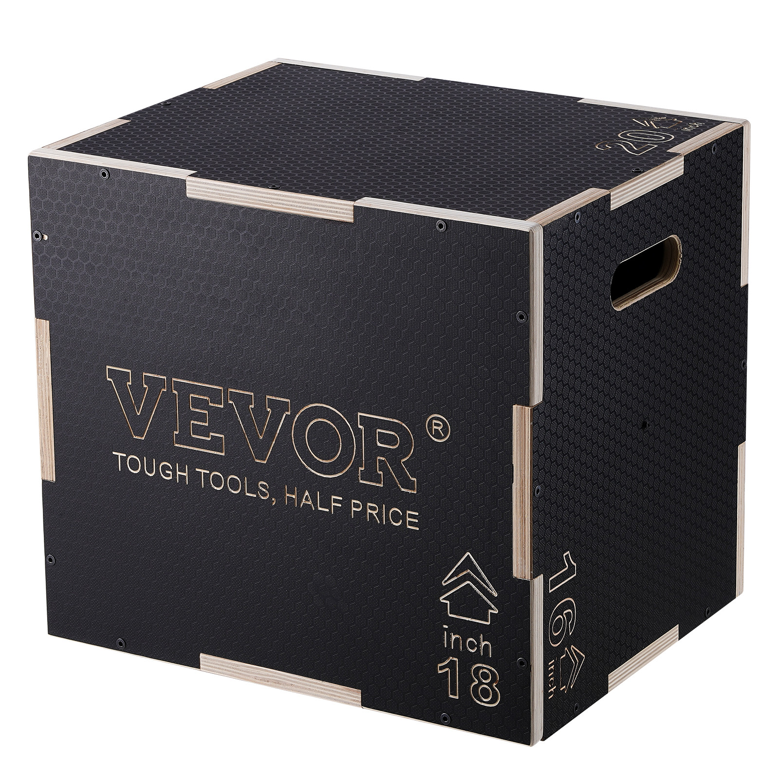 VEVOR 20/18/16 Inch 3 in 1 Plyometric Jump Box Fitness Exercise Plyo Box Wooden