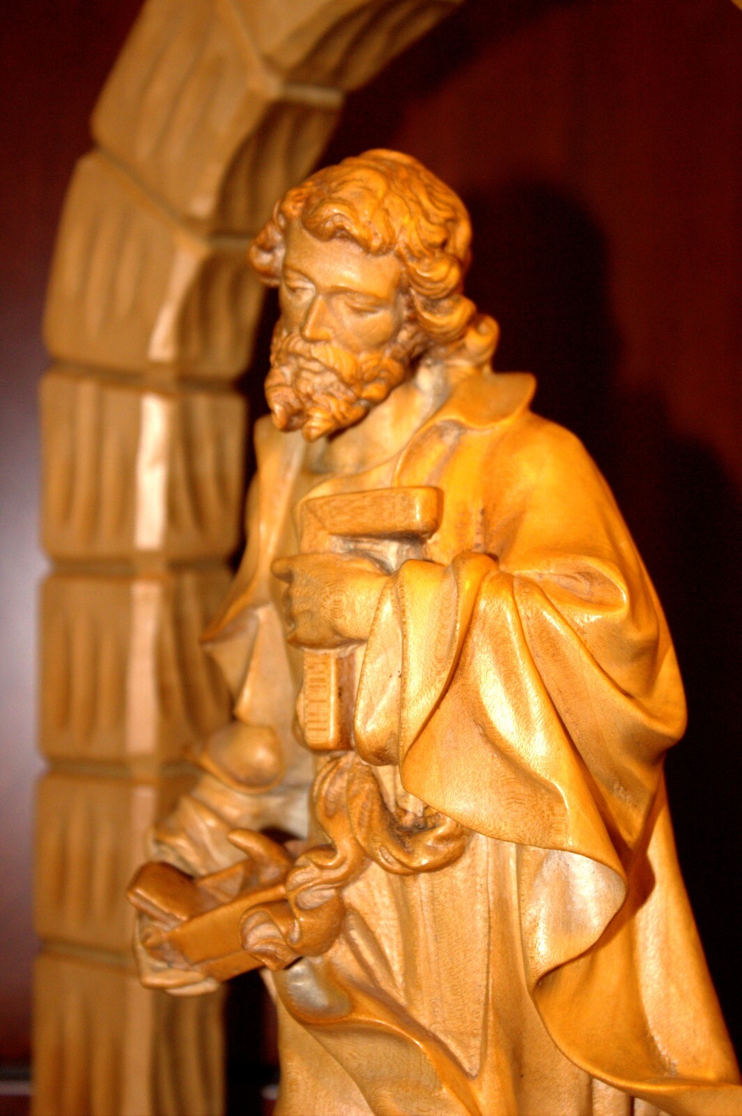 11.6"/16" HAND CARVED WOOD PATRON SAINT JOSEPH CARPENTER FIGURE STATUE SCULPTURE